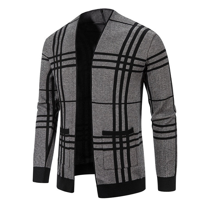 Herren Strickjacke mit modernem Karomuster und praktischem Reißverschluss Drune