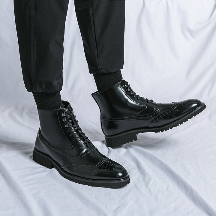 Herren klassische Brogue-Schnürstiefelette mit perforiertem Wingtip und griffiger Gummisohle Drune