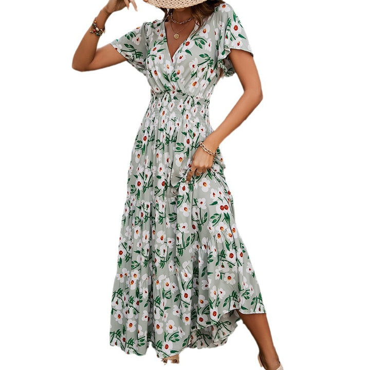 Damen Maxikleid mit floralem Design und rüschendetails Drune