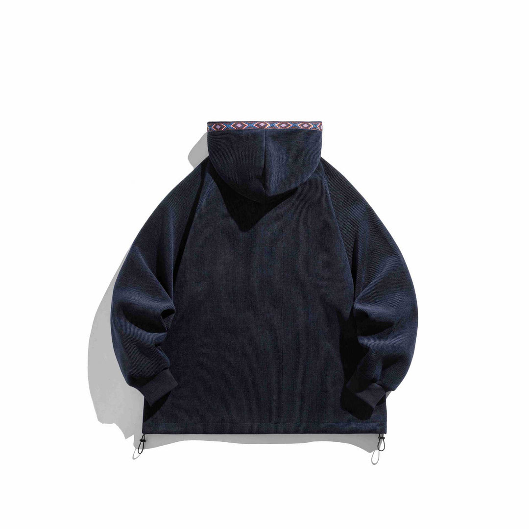 Unisex Oversize Kapuzen-Zipjacke aus geripptem French‑Terry mit Zierband Drune