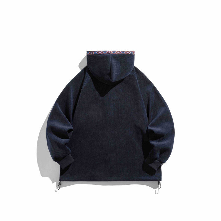 Unisex Oversize Kapuzen-Zipjacke aus geripptem French‑Terry mit Zierband Drune