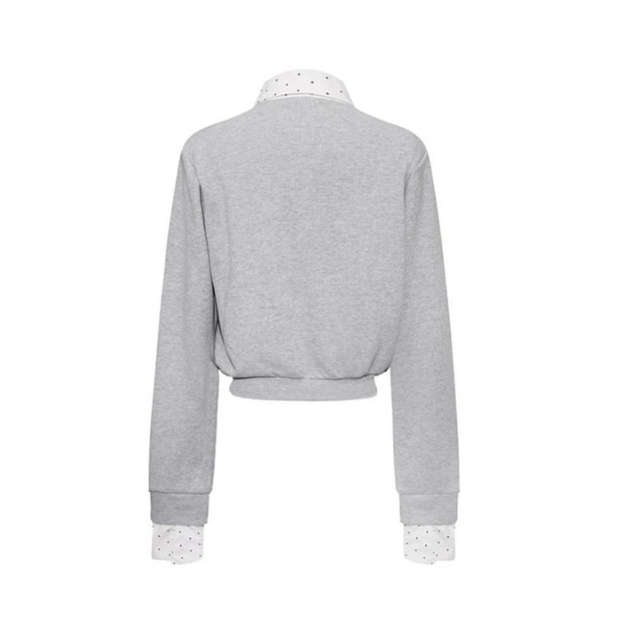 Damen Knopf-Sweatjacke mit eingesetztem Hemdkragen und Manschetten Drune