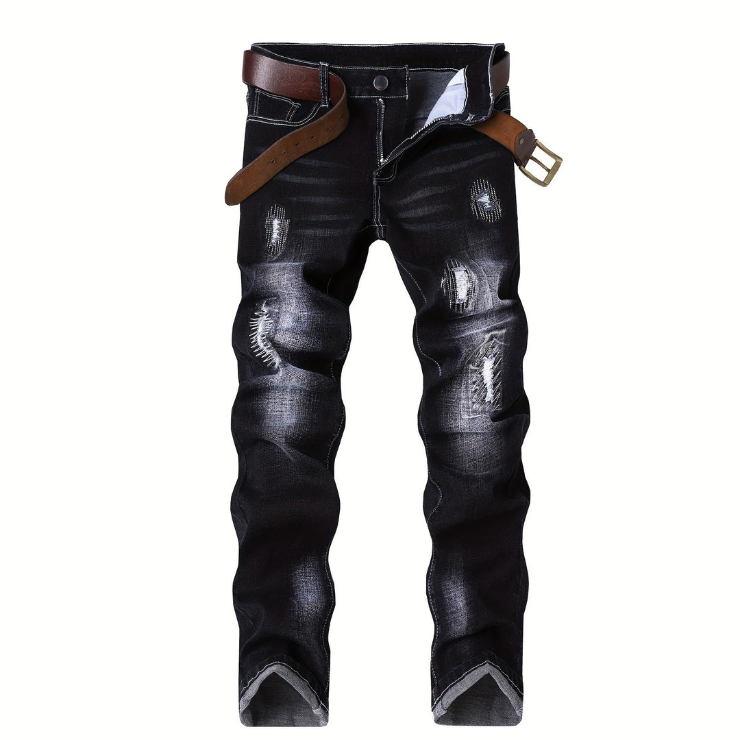 Herren Elegante Slim-Fit Jeans mit modischen Waschungseffekten Drune