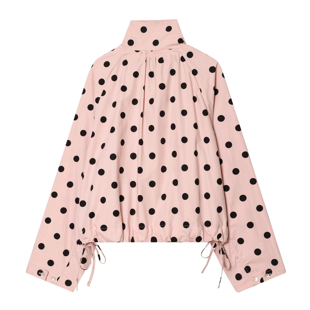 Damen Cropped-Übergangsjacke im Polka‑Dot‑Design mit kastiger Silhouette und Kapuze Drune