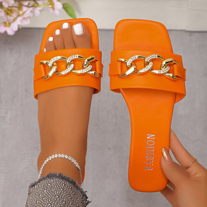 Damen Komfortable Sandalen mit funkelndem Kettenakzent Drune