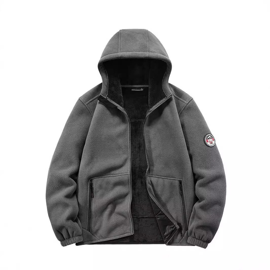 Herren Isolierte Fleece-Hoodiejacke mit Sherpa-Innenfutter und Zwei-Wege-Reißverschluss Drune