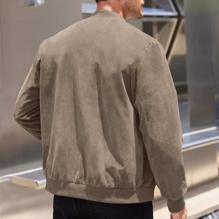 Herren lässige Lederjacke mit asymmetrischem Schnitt und Rippenbündchen Drune