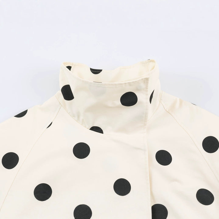 Damen nan gepunktete Kurzjacke mit hohem Stehkragen, elastischem Saum und praktischen Eingrifftaschen Drune