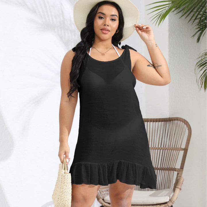 Damen lässiges Strandkleid mit Rüschensaum und Trägerdetail Drune
