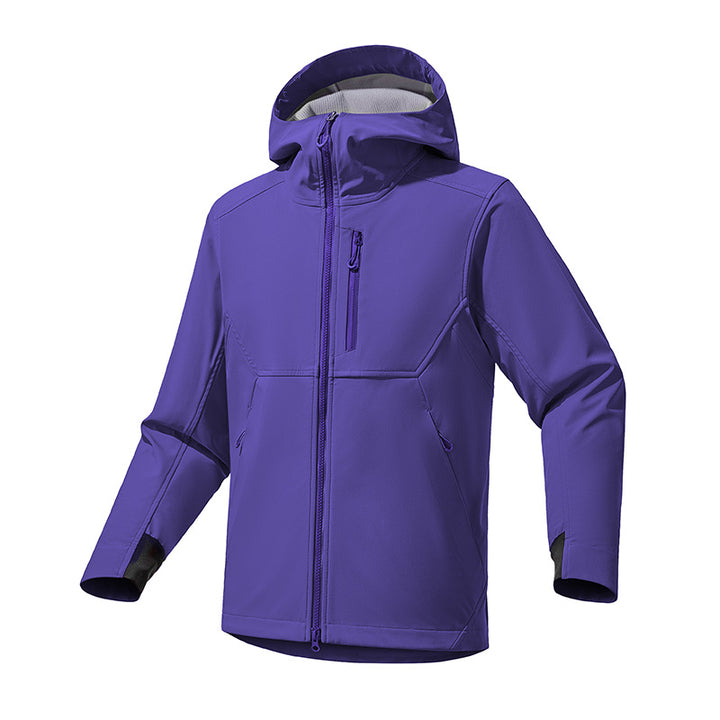 Herren Softshell‑Kapuzensweatjacke mit Stretch‑Windschutz, ergonomischem Schnitt und Brustreißverschluss Drune