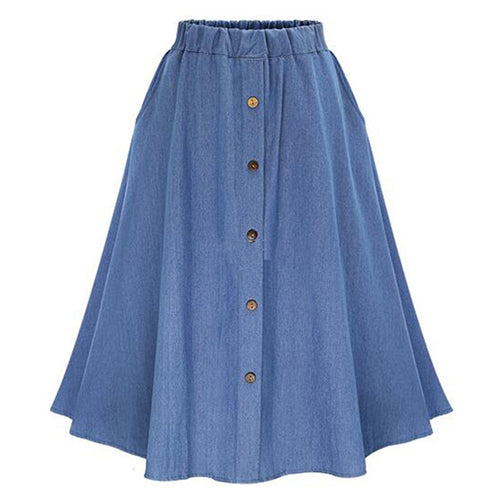 Damen Langer Denim-Rock mit Knopfdetails Drune