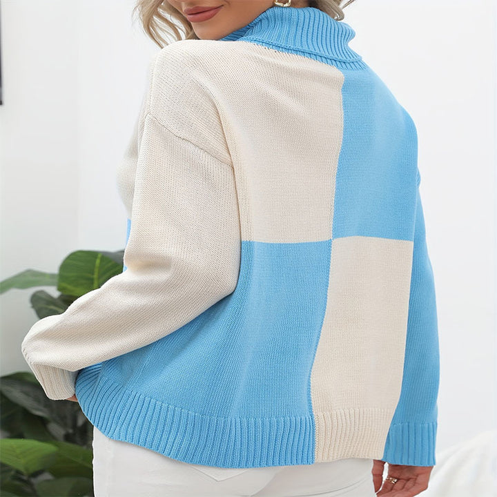 Damen Oversize Pullover mit modischem Farbblockdesign Drune
