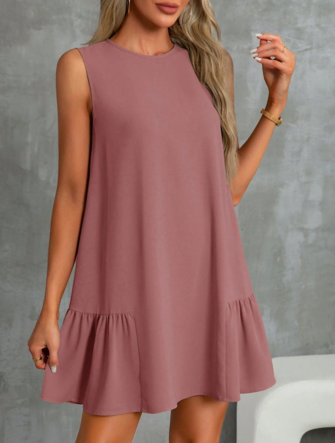 Damen luftiges Sommerkleid mit Rüschensaum Drune