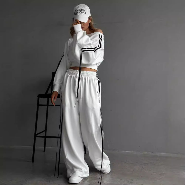 Damen nan weite Relax-Freizeithose mit Tunnelzug, elastischem Komfortbund und seitlichen Ziernähten Drune