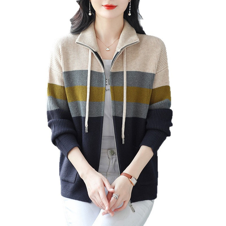 Damen Sportliche Kapuzenjacke mit Streifen Drune