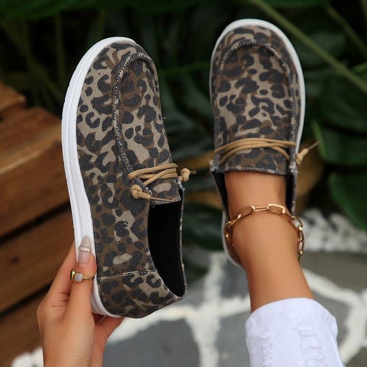 Damen Modische Loafers mit Leo-Muster Drune