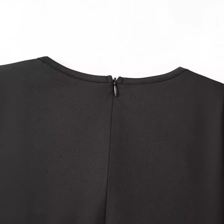 Damen nan schlichtes A-Linien Minikleid mit langen Ärmeln und verdecktem Rückenreißverschluss Drune