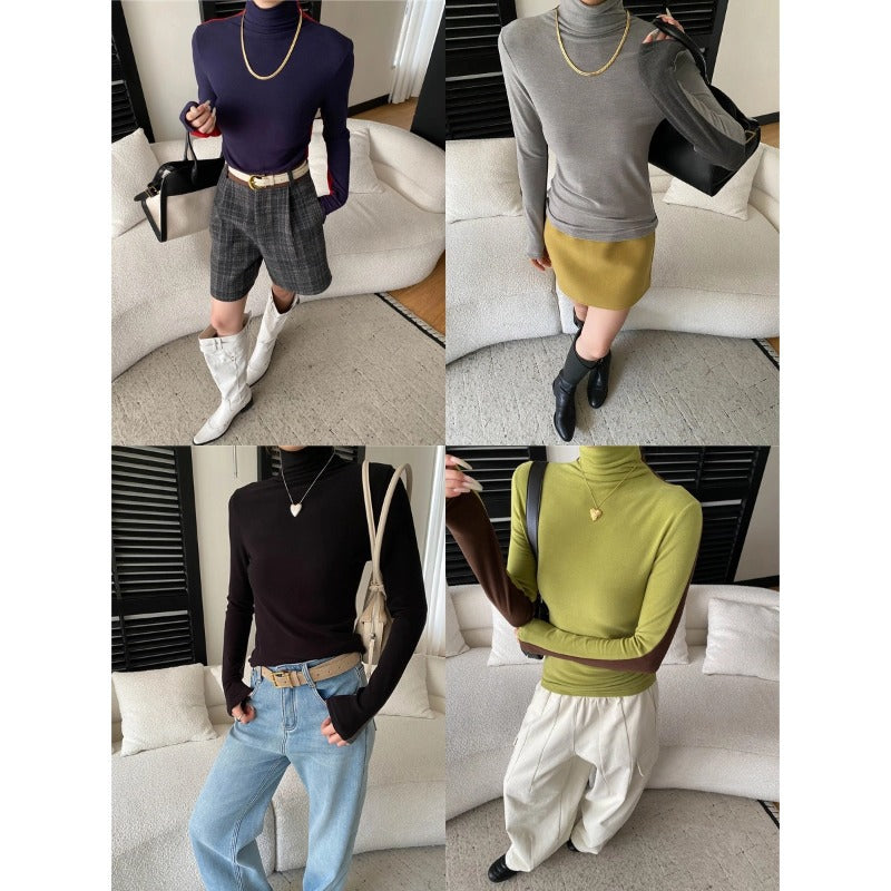 Damen komfortabler Rollkragenpullover aus feinem Material Drune