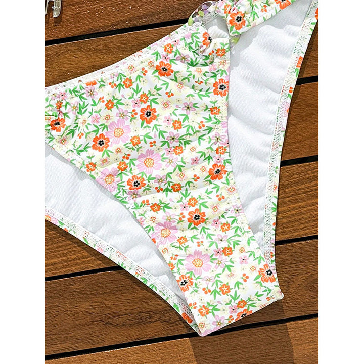 Damen Bikini-Set mit floralem Druck und raffinierten Rüschen Drune