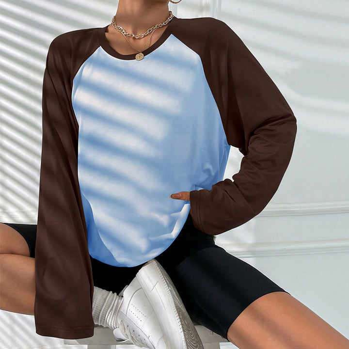 Damen oversized Raglan-Langarmshirt mit weitem Glockenärmel lässiger Silhouette und sportiver Crew-Neck Drune