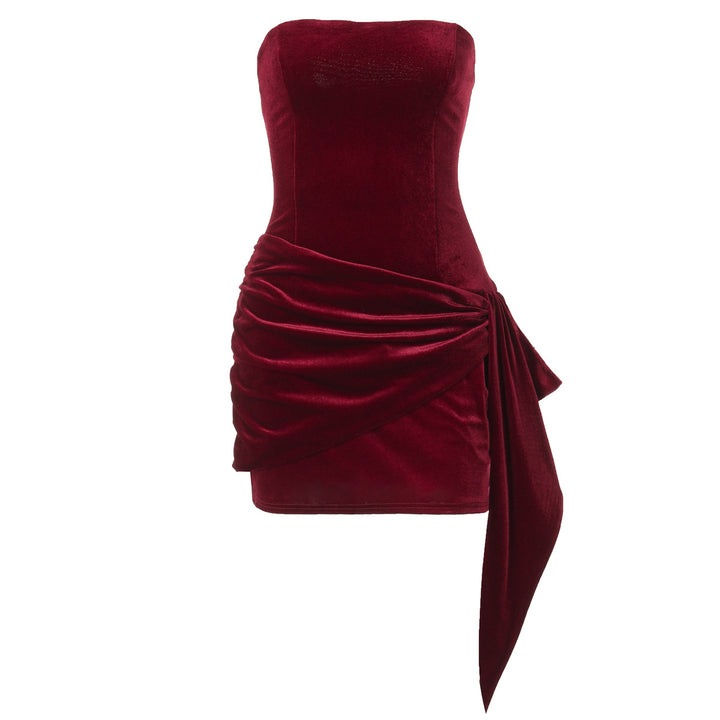 Damen Elegantes Cocktailkleid mit asymmetrischem Rüschendesign Drune