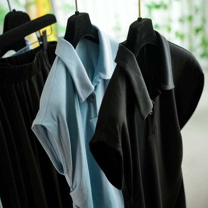 Damen Elegantes Set aus Poloshirt und Midikleid Drune