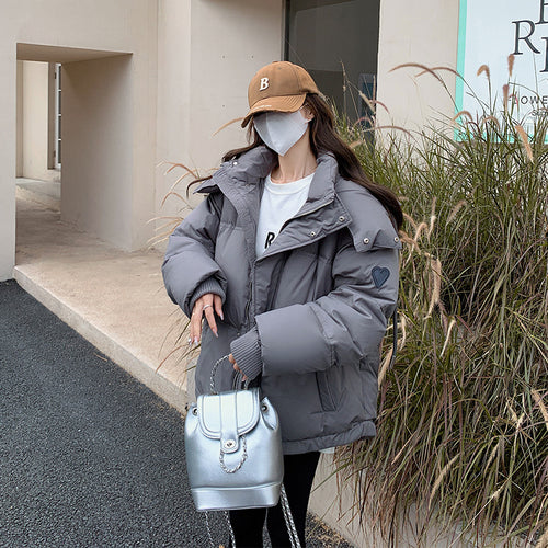 Damen nan leicht wattierte Oversize-Steppjacke mit Kapuze und verdecktem Reißverschluss Drune