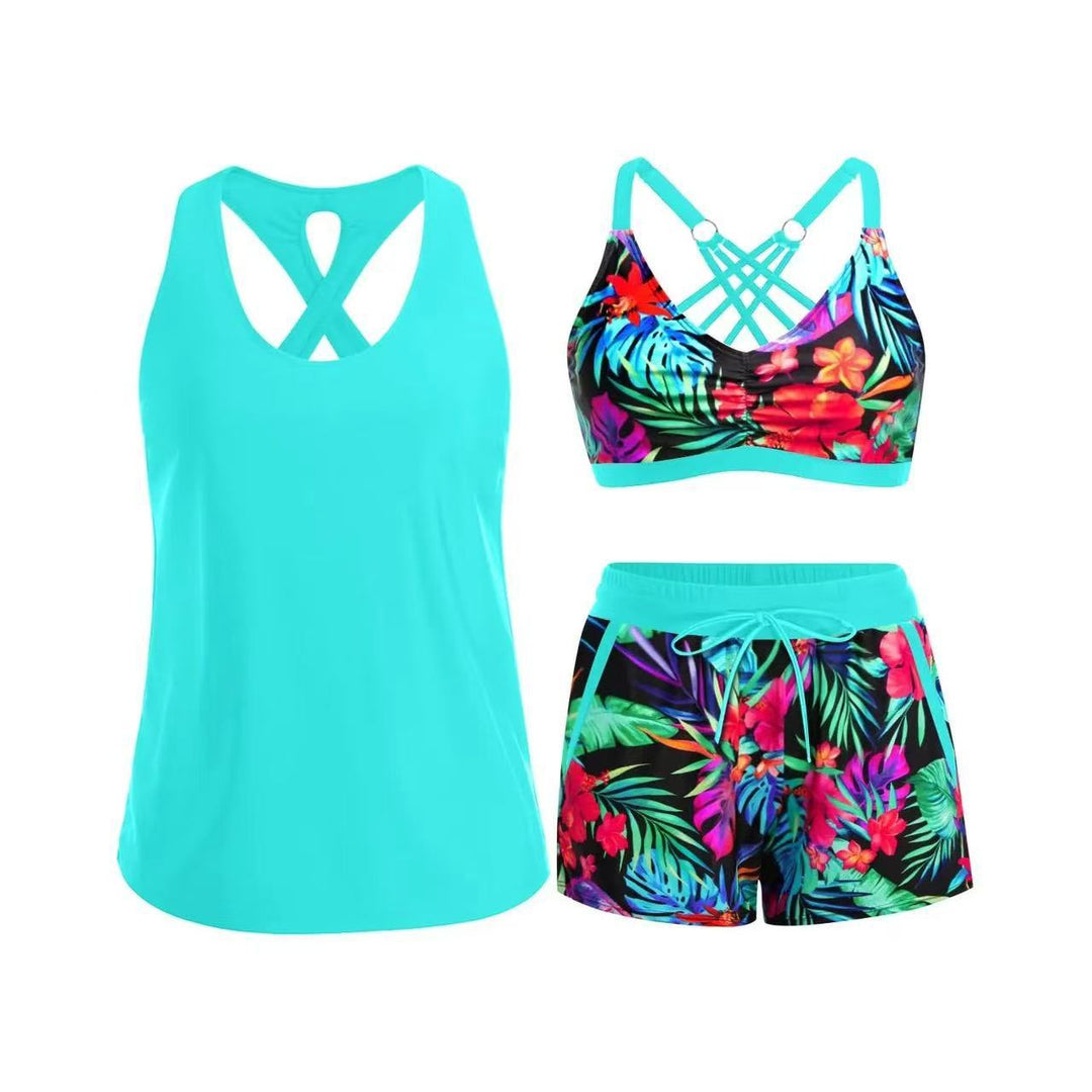 Damen Sport-Badeanzug-Set mit modischem Racerback und Shorts Drune