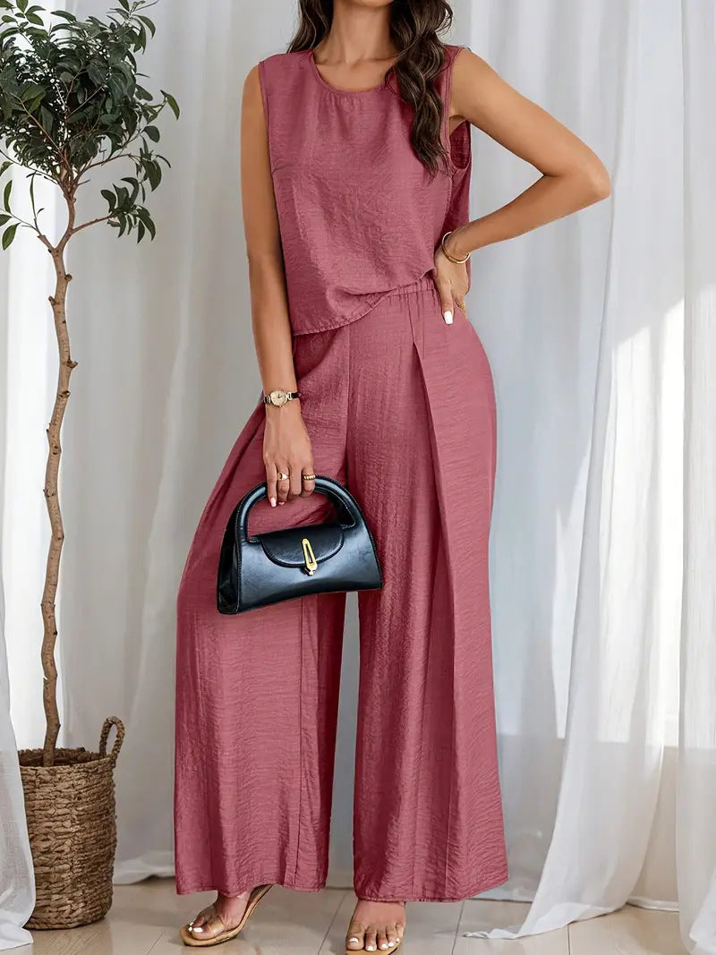 Damen weiches Oberteil und elegante weite Hose Drune