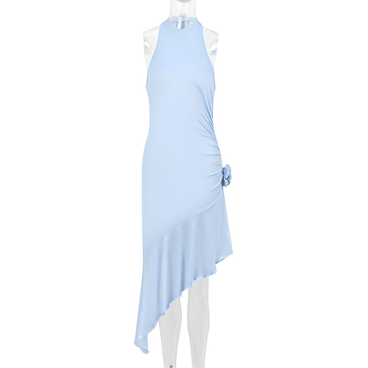 Damen asymmetrisches Wickelkleid mit zarten Rüschendetails Drune
