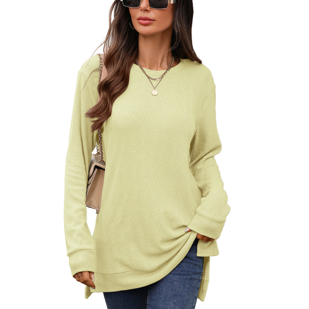 Damen Langarmshirt mit strukturiertem Muster und seitlichen Schlitzen Drune