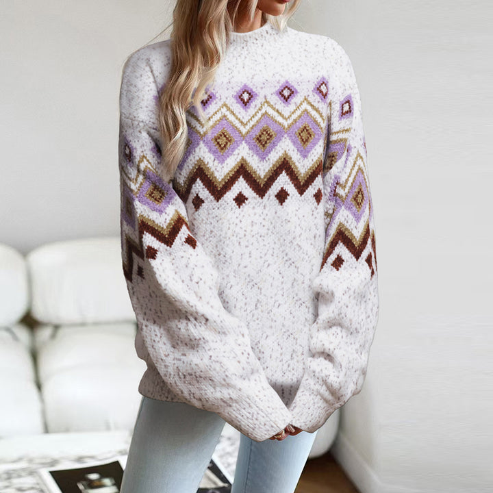 Damen Strickpullover mit geometrischem Muster Drune