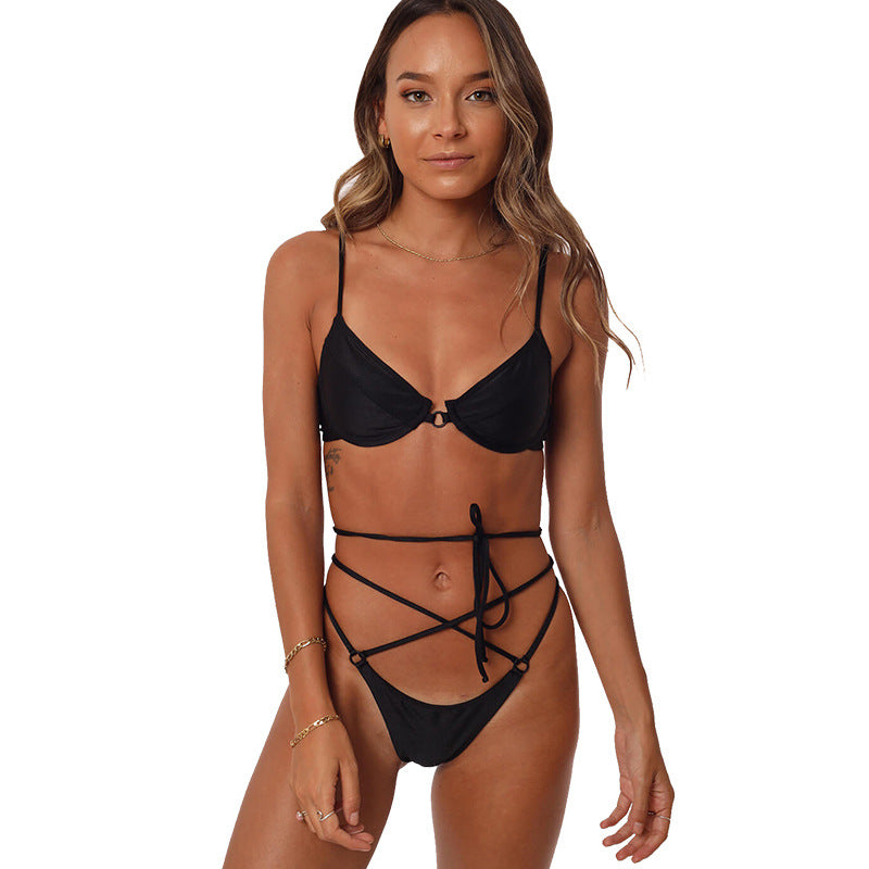 Damen Floral gemusterter Triangel-Bikini mit innovativem Bindesystem Drune