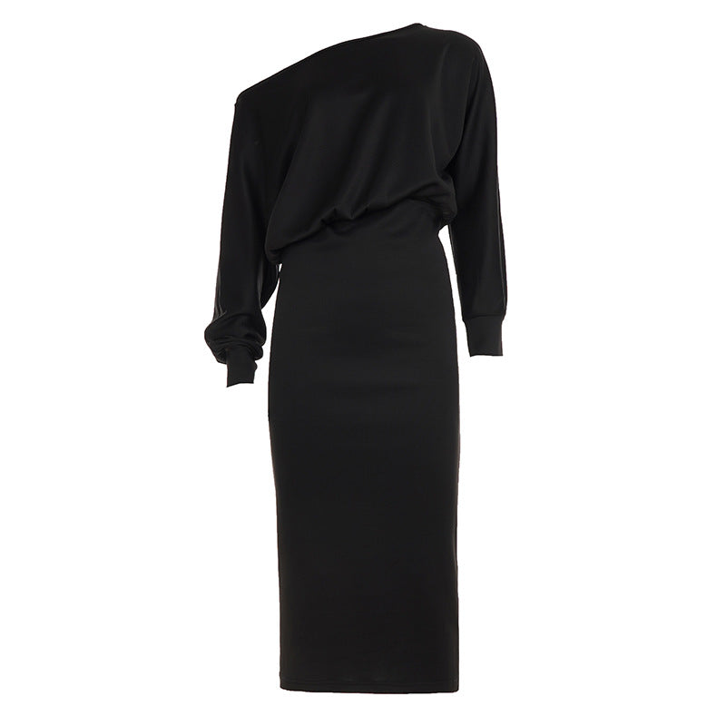 Damen nan figurbetontes Midikleid mit Fledermausärmeln und taillierter Passe Drune