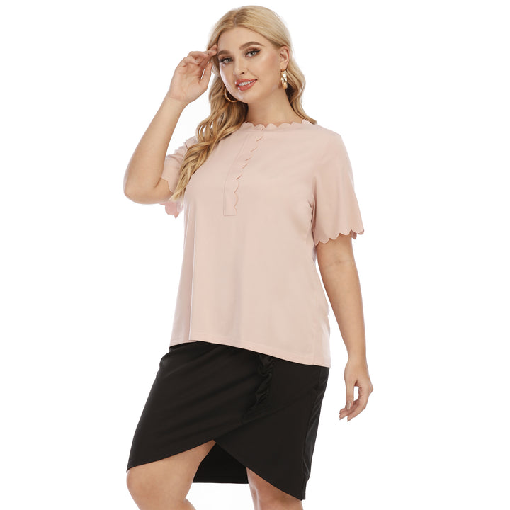 Damen elegantes Oberteil mit wellenförmigem Ausschnitt Drune