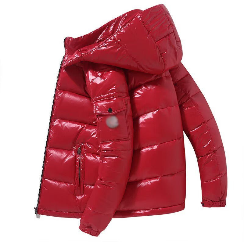 Herren Glänzende Stepp-Kapuzenjacke mit Cargo-Brusttasche Drune