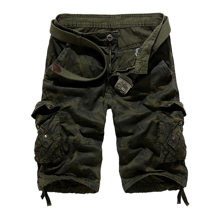 Herren Camo Cargo-Shorts mit mehreren Taschen und verstellbarem Bund Drune