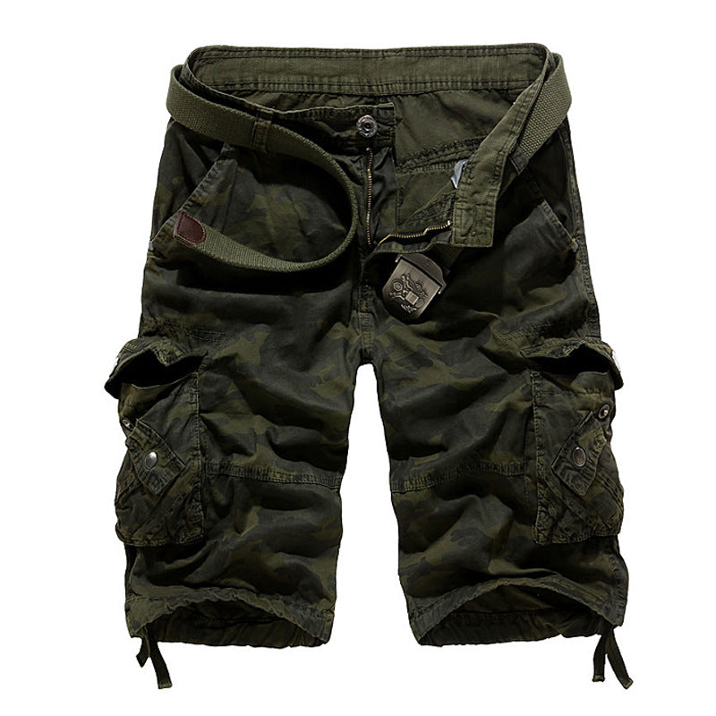 Herren Camo Cargo-Shorts mit Mehreren Taschen und Verstellbarem Bund Drune