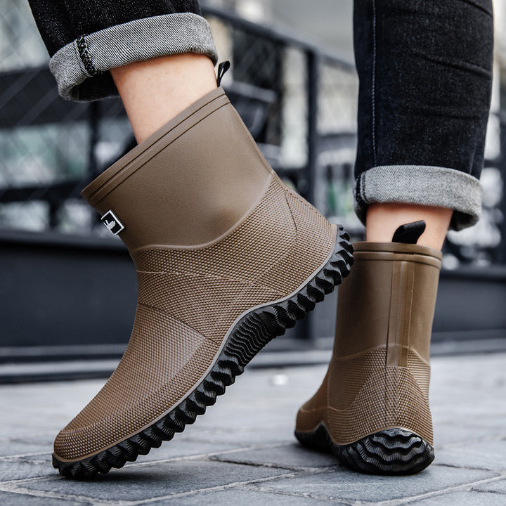 Herren Nahtlose Vollgummi-Schlupfstiefelette mit rutschfester Profilsohle Drune