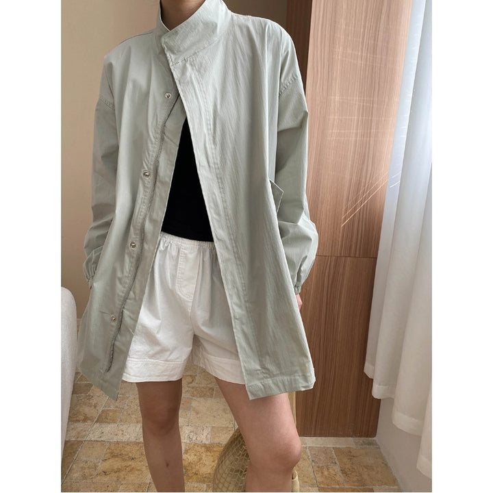 Damen lässige Übergangsjacke mit hohem Kragen und praktischen Taschen Drune
