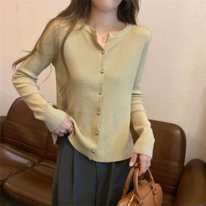 Damen Eleganter Strickcardigan mit Knopfdetails und feiner Rippstruktur Drune