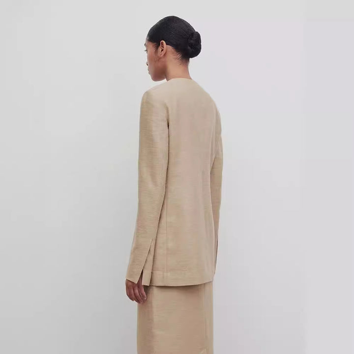 Damen Eleganter und strukturierter Blazer mit minimalistischer Knopfleiste Drune