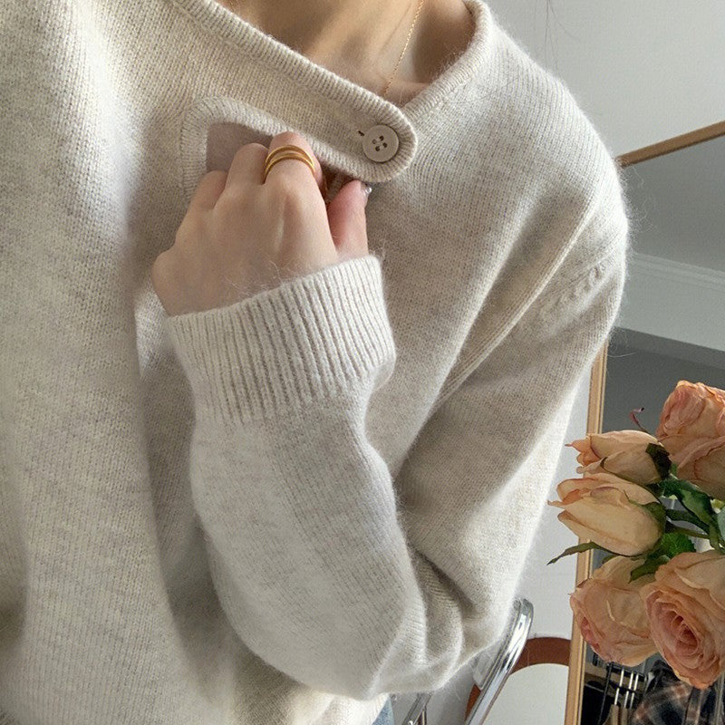 Damen Pullover mit innovativem Knopfdetail und lässigem Schnitt Drune