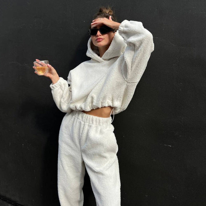 Drune | Loungewear Set Fleece Hoodie und Hose Hohe Taille Lockere Passform