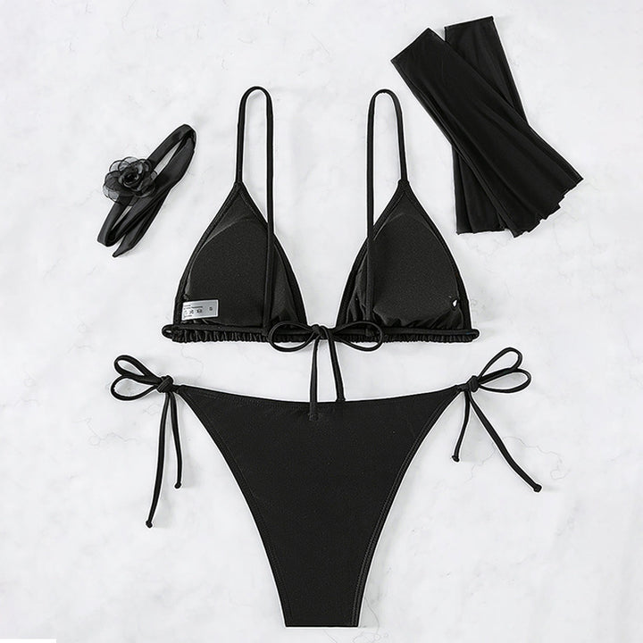 Damen verführerisches Triangelbikini mit transparenten Ärmel-Details Drune