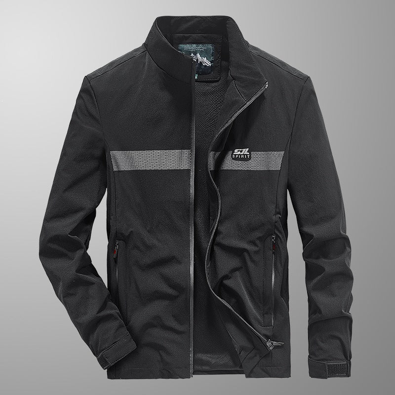 Herren Softshell‑Outdoorjacke mit Stehkragen, wind‑ und wasserabweisender Membran & reflektierendem Bruststreifen Drune