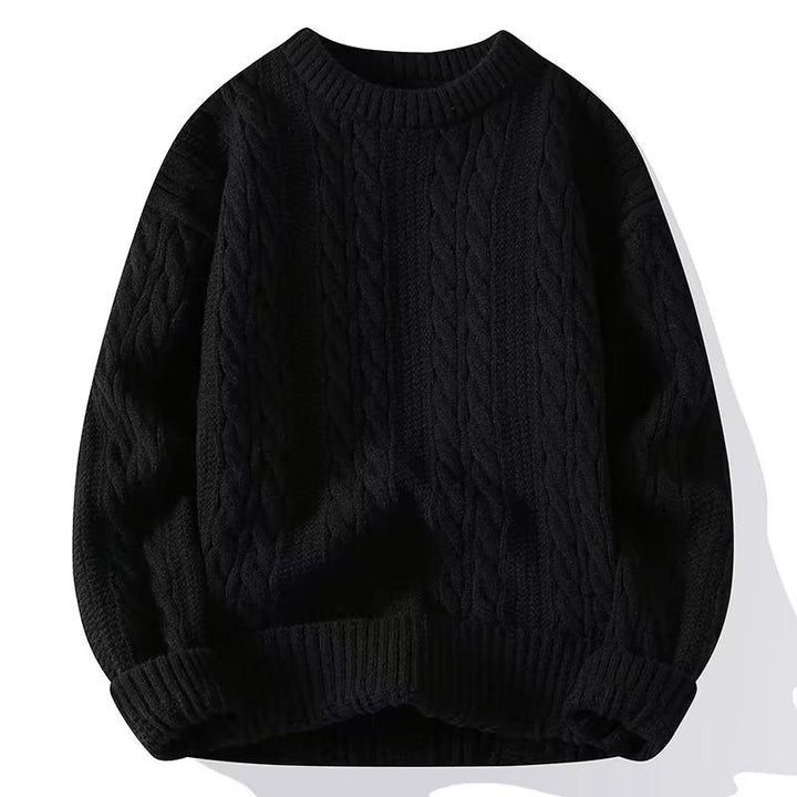 Herren Strickpullover mit strukturiertem Zopfmuster und rundem Halsausschnitt Drune