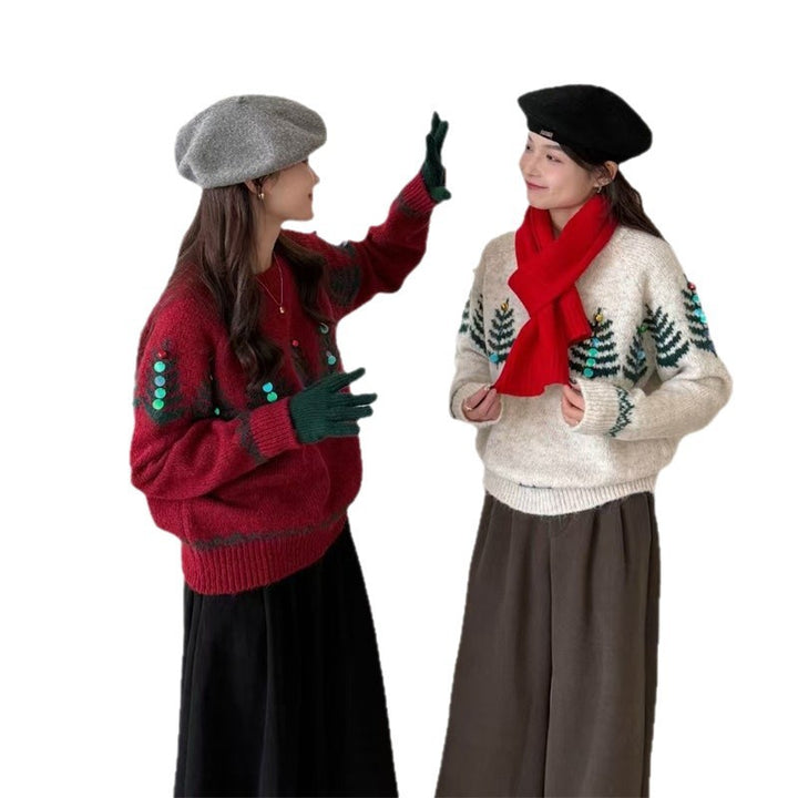 Damen Kuscheliger Pullover mit verspieltem Muster und fröhlichen Applikationen Drune