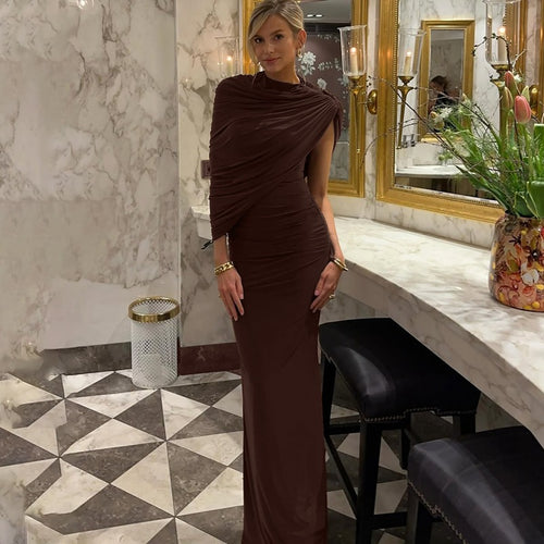 Damen Elegantes Maxi-Kleid mit drapiertem Oberteil Drune