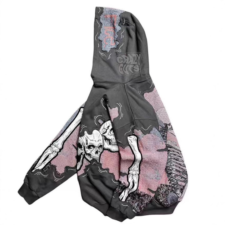 Damen Kapuzenpullover mit auffälligem Totenkopf-Print Drune